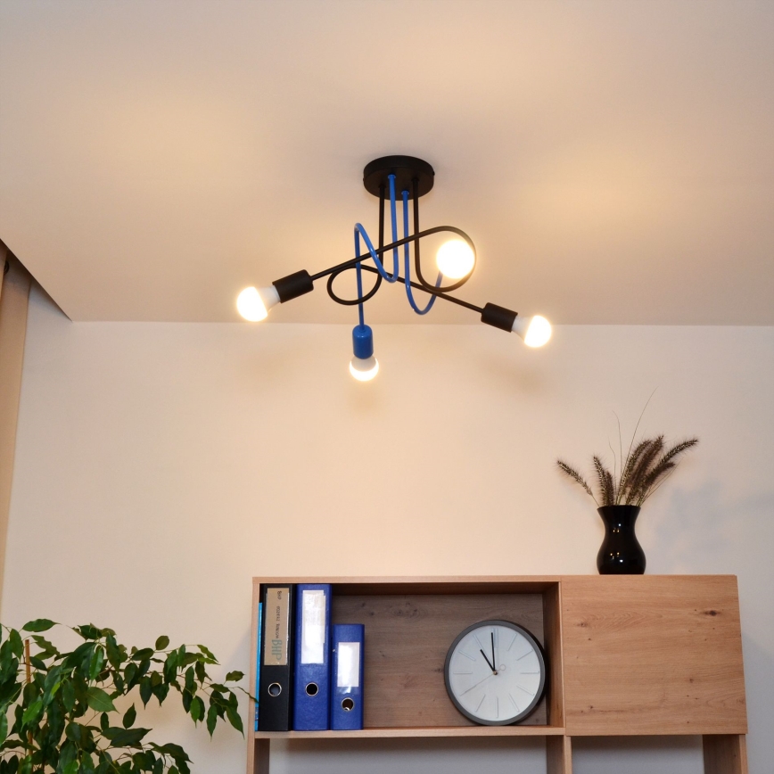 Virsapmetuma lustra OXFORD 4xE27/15W/230V melna/zila