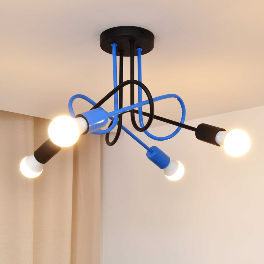 Virsapmetuma lustra OXFORD 4xE27/15W/230V melna/zila