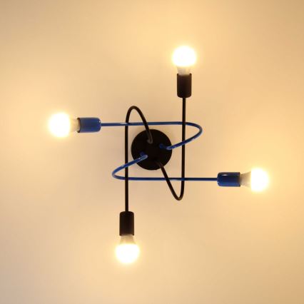 Virsapmetuma lustra OXFORD 4xE27/15W/230V melna/zila