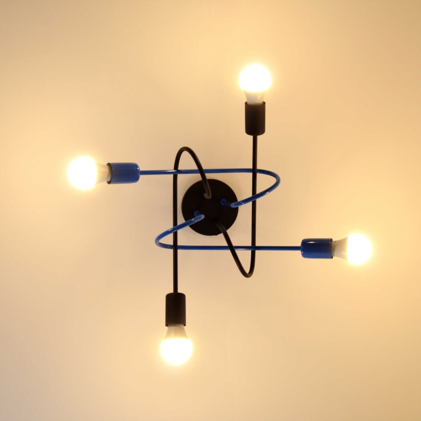 Virsapmetuma lustra OXFORD 4xE27/15W/230V melna/zila