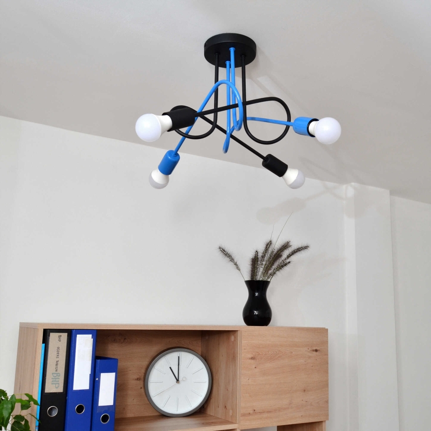 Virsapmetuma lustra OXFORD 4xE27/15W/230V melna/zila