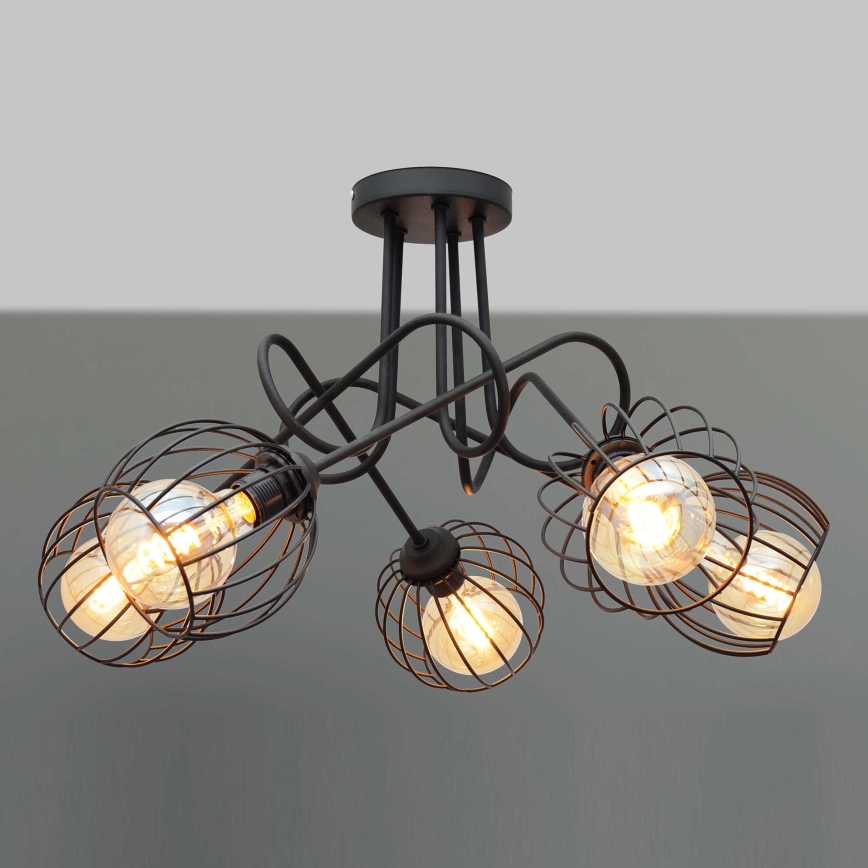 Virsapmetuma lustra OXFORD 5xE27/15W/230V melna