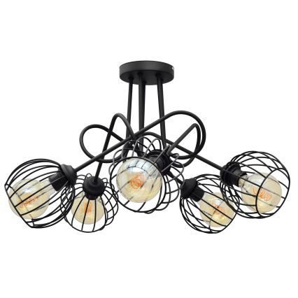 Virsapmetuma lustra OXFORD 5xE27/15W/230V melna