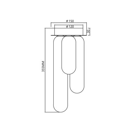 Virsapmetuma lustra PAX 3xG9/9W/230V zelta