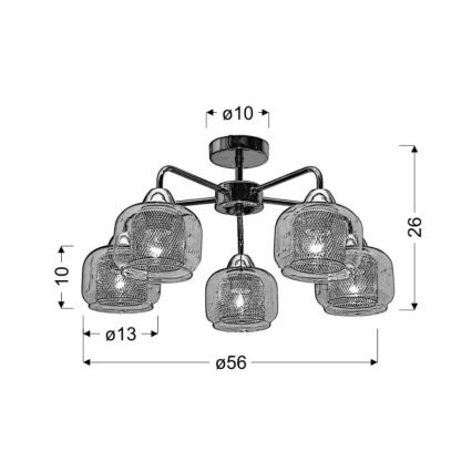 Virsapmetuma lustra RAY 5xE14/40W/230V