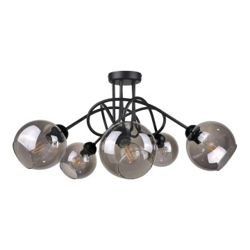 Virsapmetuma lustra RIN 5xE27/60W/230V melna/dūmakains
