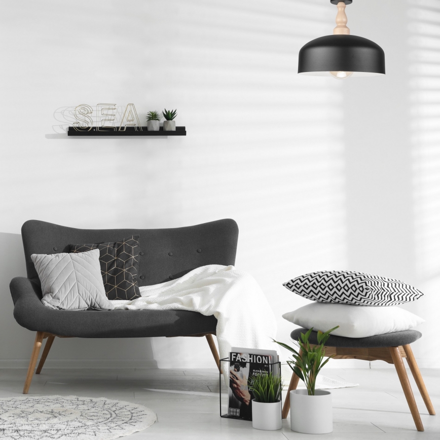 Virsapmetuma lustra RINA 1xE27/15W/230V melna/dižskābardis