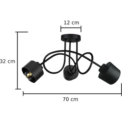 Virsapmetuma lustra SIMPLY BLACK 3xE27/60W/230V