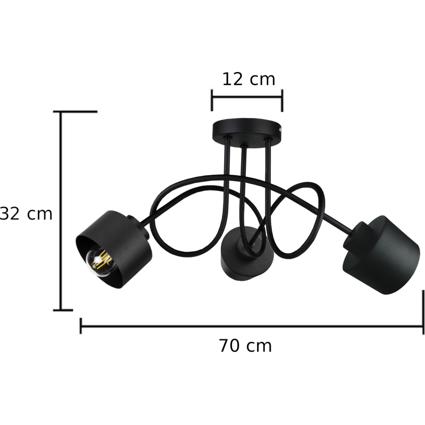 Virsapmetuma lustra SIMPLY BLACK 3xE27/60W/230V