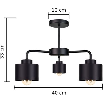 Virsapmetuma lustra SIMPLY BLACK 3xE27/60W/230V