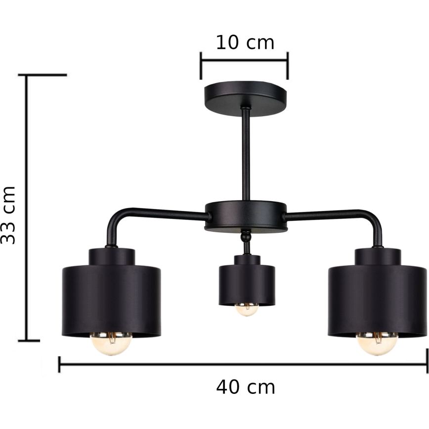 Virsapmetuma lustra SIMPLY BLACK 3xE27/60W/230V