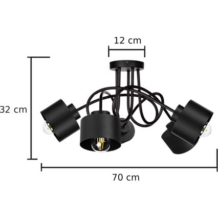 Virsapmetuma lustra SIMPLY BLACK 5xE27/60W/230V