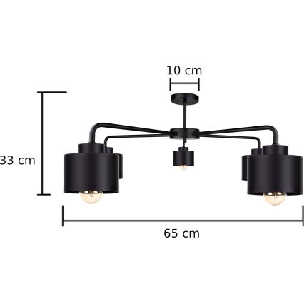 Virsapmetuma lustra SIMPLY BLACK 5xE27/60W/230V