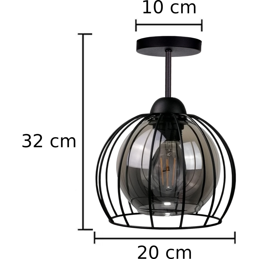Virsapmetuma lustra SOLO BLACK 1xE27/60W/230V melna/dūmakains