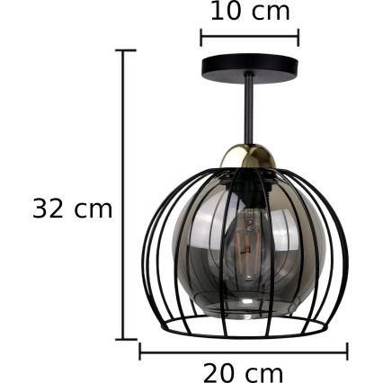 Virsapmetuma lustra SOLO BLACK 1xE27/60W/230V melna/zelta