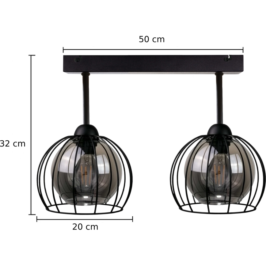 Virsapmetuma lustra SOLO BLACK 2xE27/60W/230V