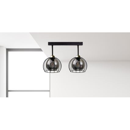 Virsapmetuma lustra SOLO BLACK 2xE27/60W/230V melna/zelta