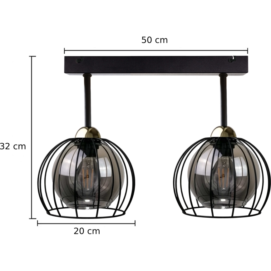 Virsapmetuma lustra SOLO BLACK 2xE27/60W/230V melna/zelta