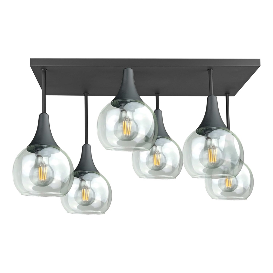 Virsapmetuma lustra SOMA 6xE27/60W/230V melna/caurspīdīga
