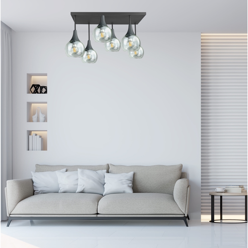 Virsapmetuma lustra SOMA 6xE27/60W/230V melna/caurspīdīga