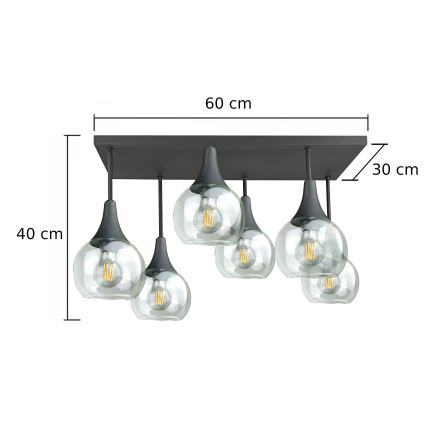 Virsapmetuma lustra SOMA 6xE27/60W/230V melna/caurspīdīga