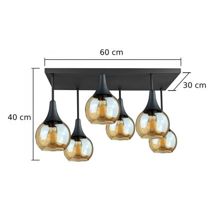 Virsapmetuma lustra SOMA 6xE27/60W/230V melna/dūmakains bēša