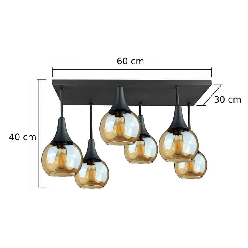 Virsapmetuma lustra SOMA 6xE27/60W/230V melna/dūmakains bēša