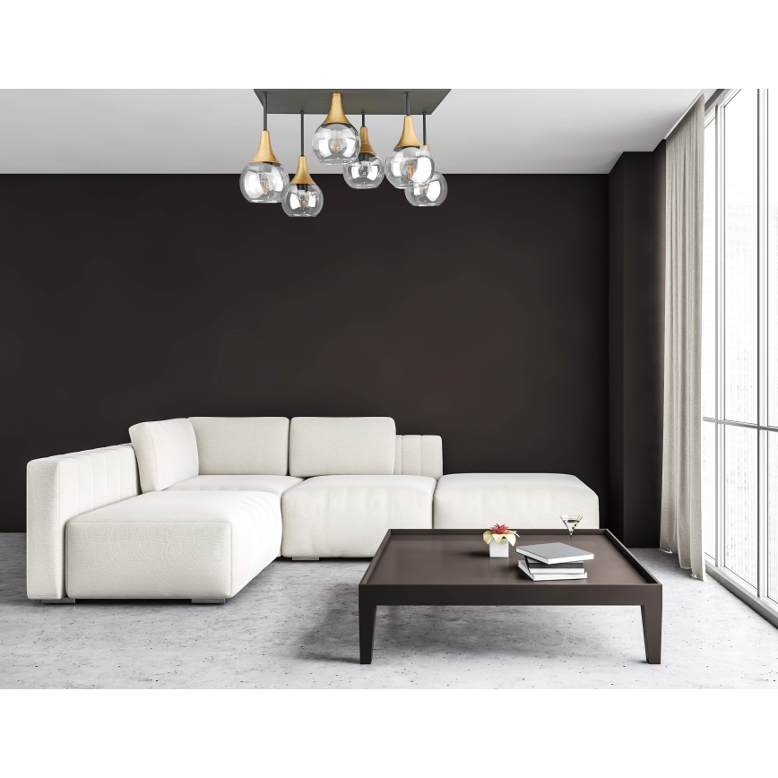Virsapmetuma lustra SOMA 6xE27/60W/230V melna/zelta/caurspīdīga