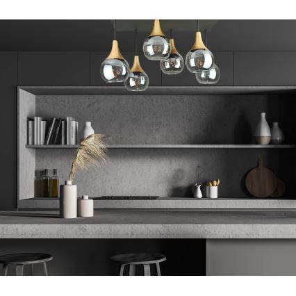 Virsapmetuma lustra SOMA 6xE27/60W/230V melna/zelta/dūmakains melna