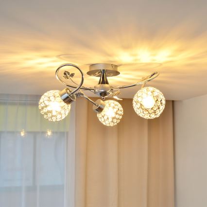 Virsapmetuma lustra SOPHIA 3xE27/15W/230V spīdīgi hromēts/caurspīdīga