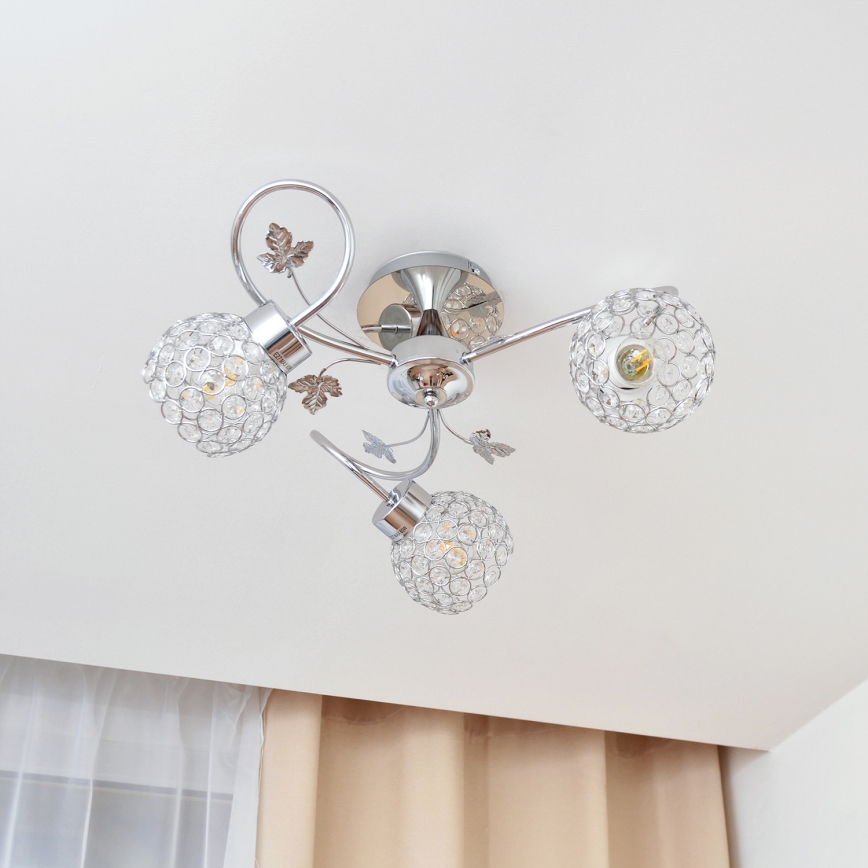 Virsapmetuma lustra SOPHIA 3xE27/15W/230V spīdīgi hromēts/caurspīdīga