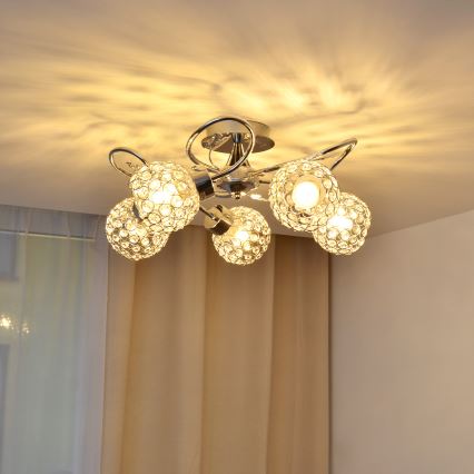 Virsapmetuma lustra SOPHIA 5xE27/15W/230V spīdīgi hromēts/caurspīdīga