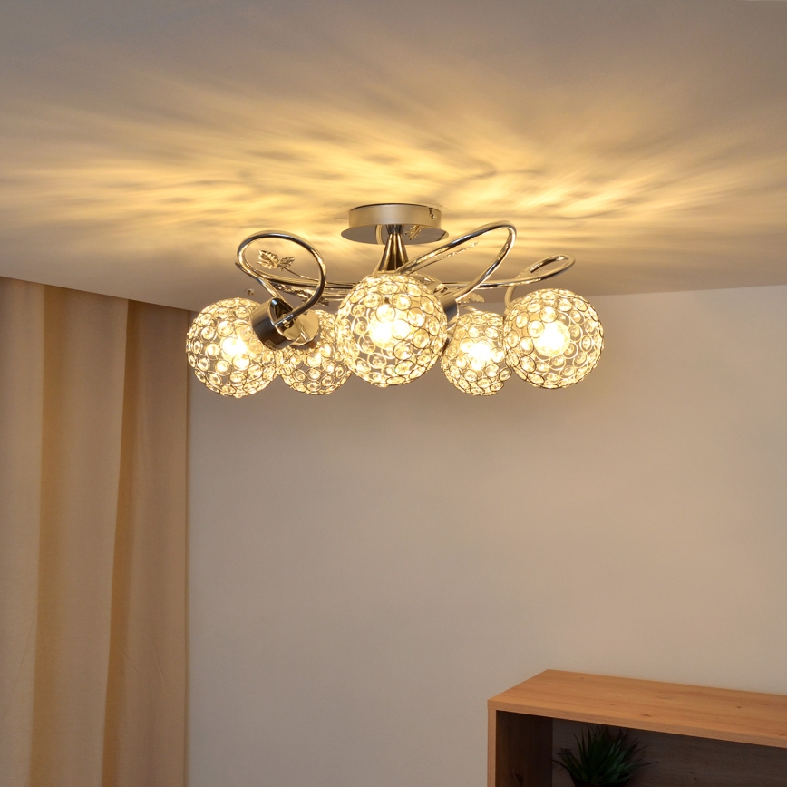 Virsapmetuma lustra SOPHIA 5xE27/15W/230V spīdīgi hromēts/caurspīdīga