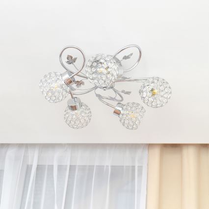 Virsapmetuma lustra SOPHIA 5xE27/15W/230V spīdīgi hromēts/caurspīdīga