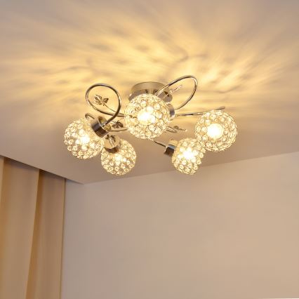 Virsapmetuma lustra SOPHIA 5xE27/15W/230V spīdīgi hromēts/caurspīdīga