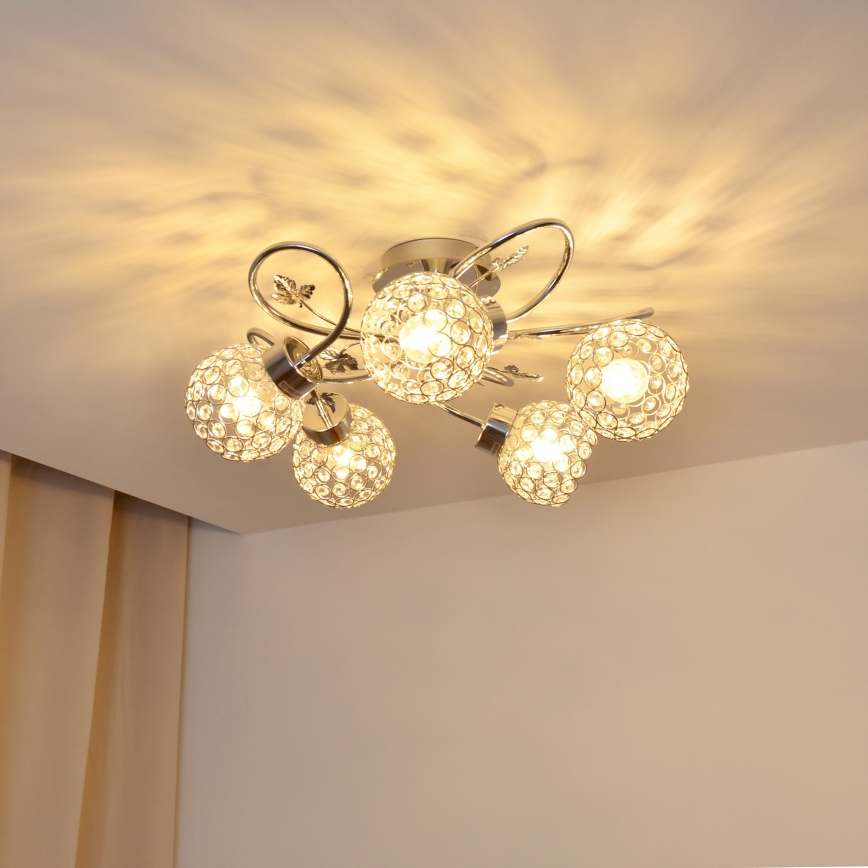 Virsapmetuma lustra SOPHIA 5xE27/15W/230V spīdīgi hromēts/caurspīdīga