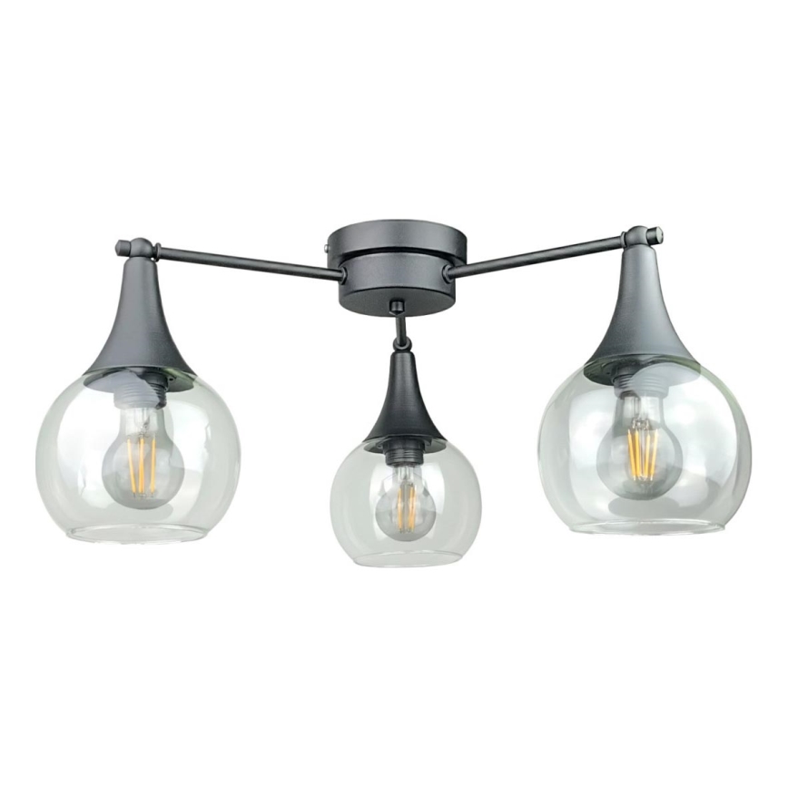 Virsapmetuma lustra STAR 3xE27/60W/230V melna/caurspīdīga