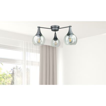 Virsapmetuma lustra STAR 3xE27/60W/230V melna/caurspīdīga