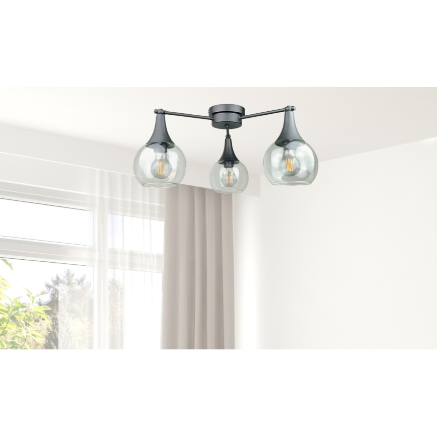 Virsapmetuma lustra STAR 3xE27/60W/230V melna/caurspīdīga
