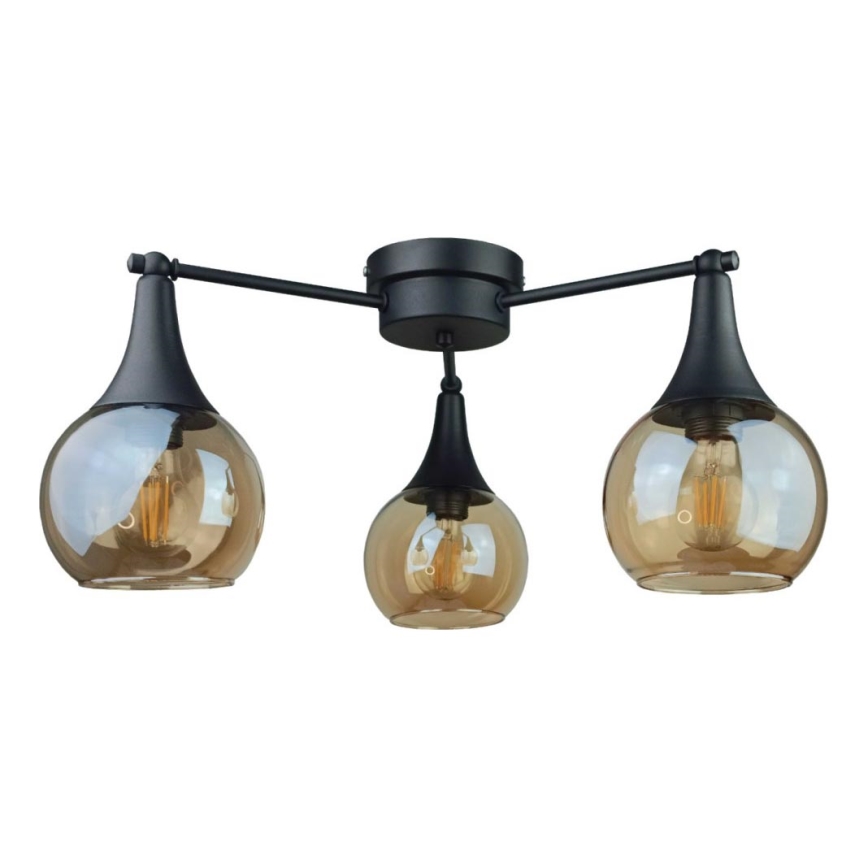 Virsapmetuma lustra STAR 3xE27/60W/230V melna/dūmakains bēša