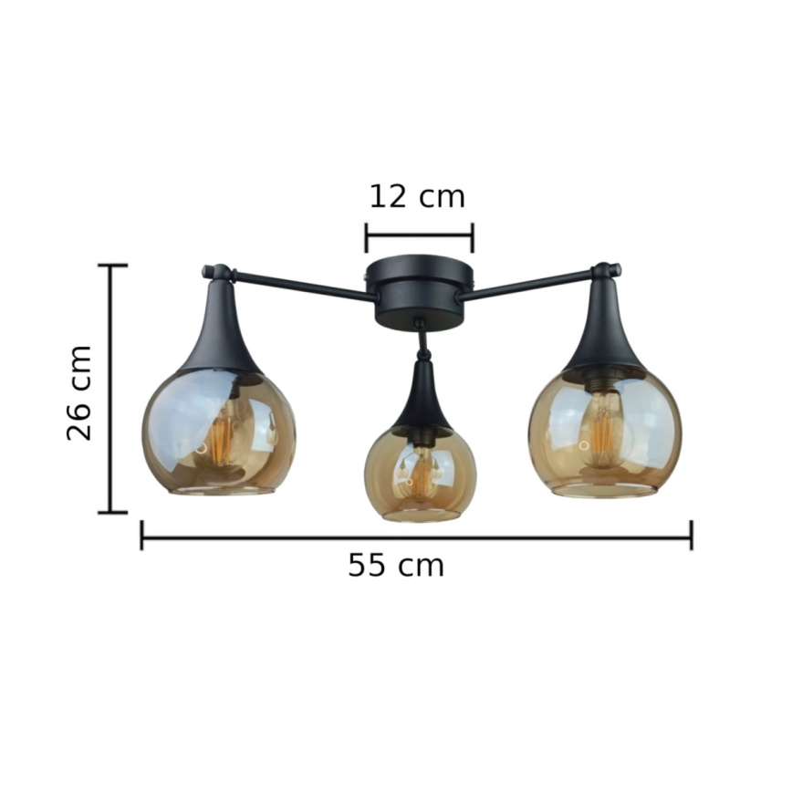 Virsapmetuma lustra STAR 3xE27/60W/230V melna/dūmakains bēša