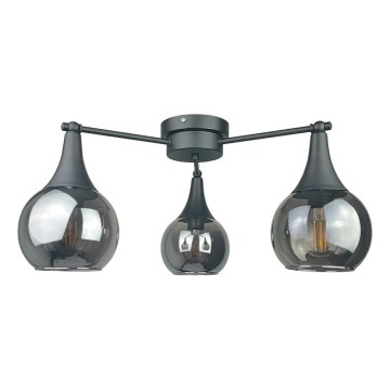 Virsapmetuma lustra STAR 3xE27/60W/230V melna/dūmakains melna
