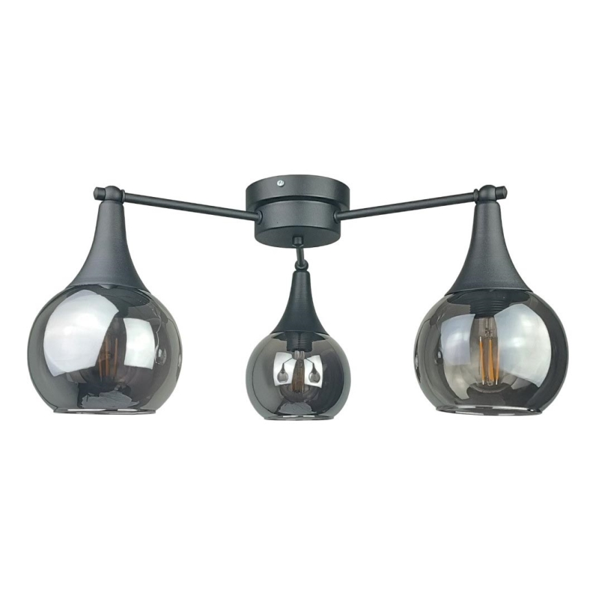 Virsapmetuma lustra STAR 3xE27/60W/230V melna/dūmakains melna