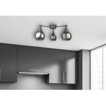 Virsapmetuma lustra STAR 3xE27/60W/230V melna/dūmakains melna