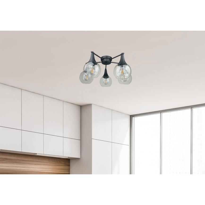 Virsapmetuma lustra STAR 5xE27/60W/230V melna/caurspīdīga