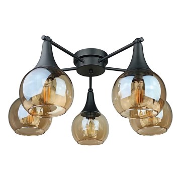 Virsapmetuma lustra STAR 5xE27/60W/230V melna/dūmakains bēša