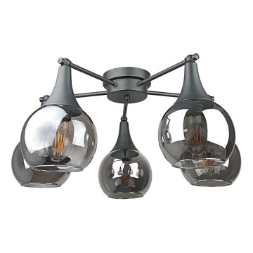 Virsapmetuma lustra STAR 5xE27/60W/230V melna/dūmakains melna