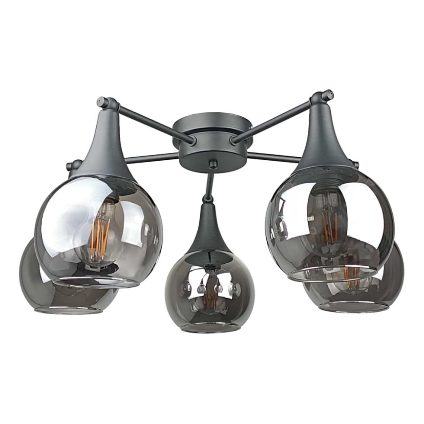 Virsapmetuma lustra STAR 5xE27/60W/230V melna/dūmakains melna