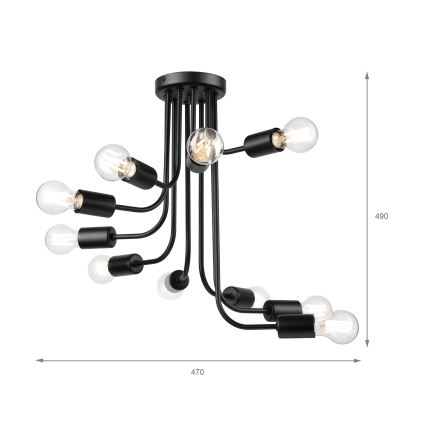 Virsapmetuma lustra TRINITY 10xE27/15W/230V melna