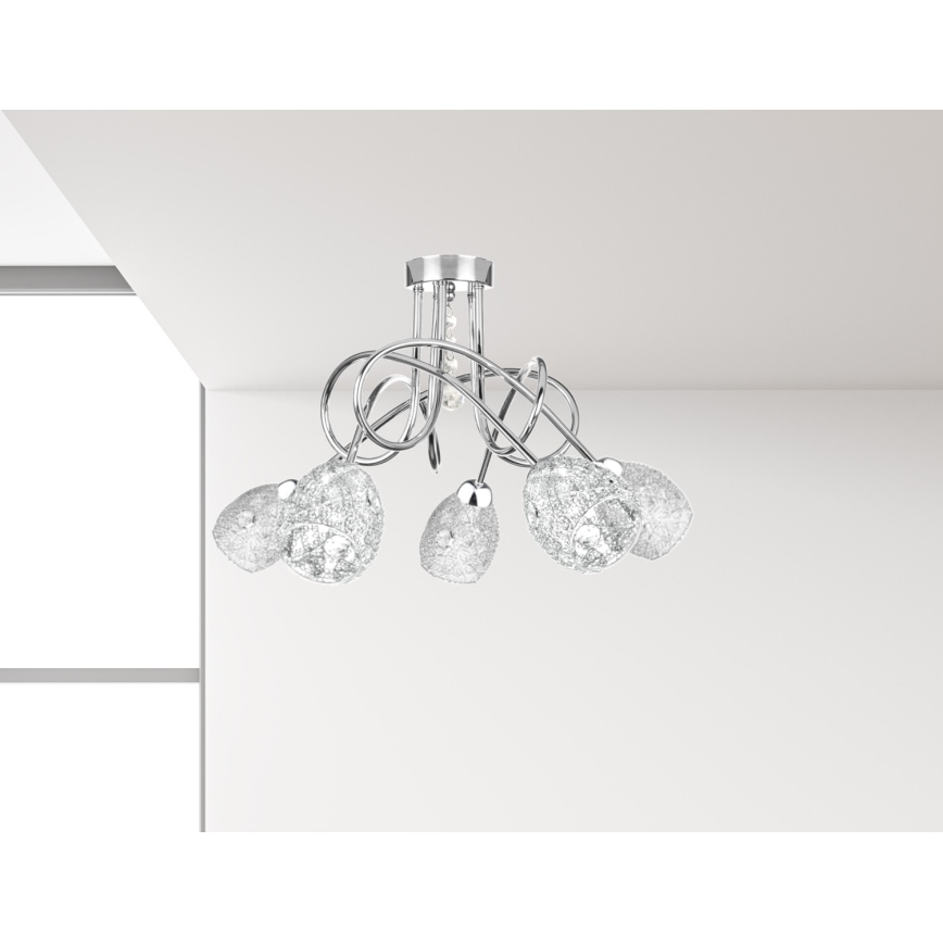 Virsapmetuma lustra TWIST CRYSTAL 5xE14/40W/230V